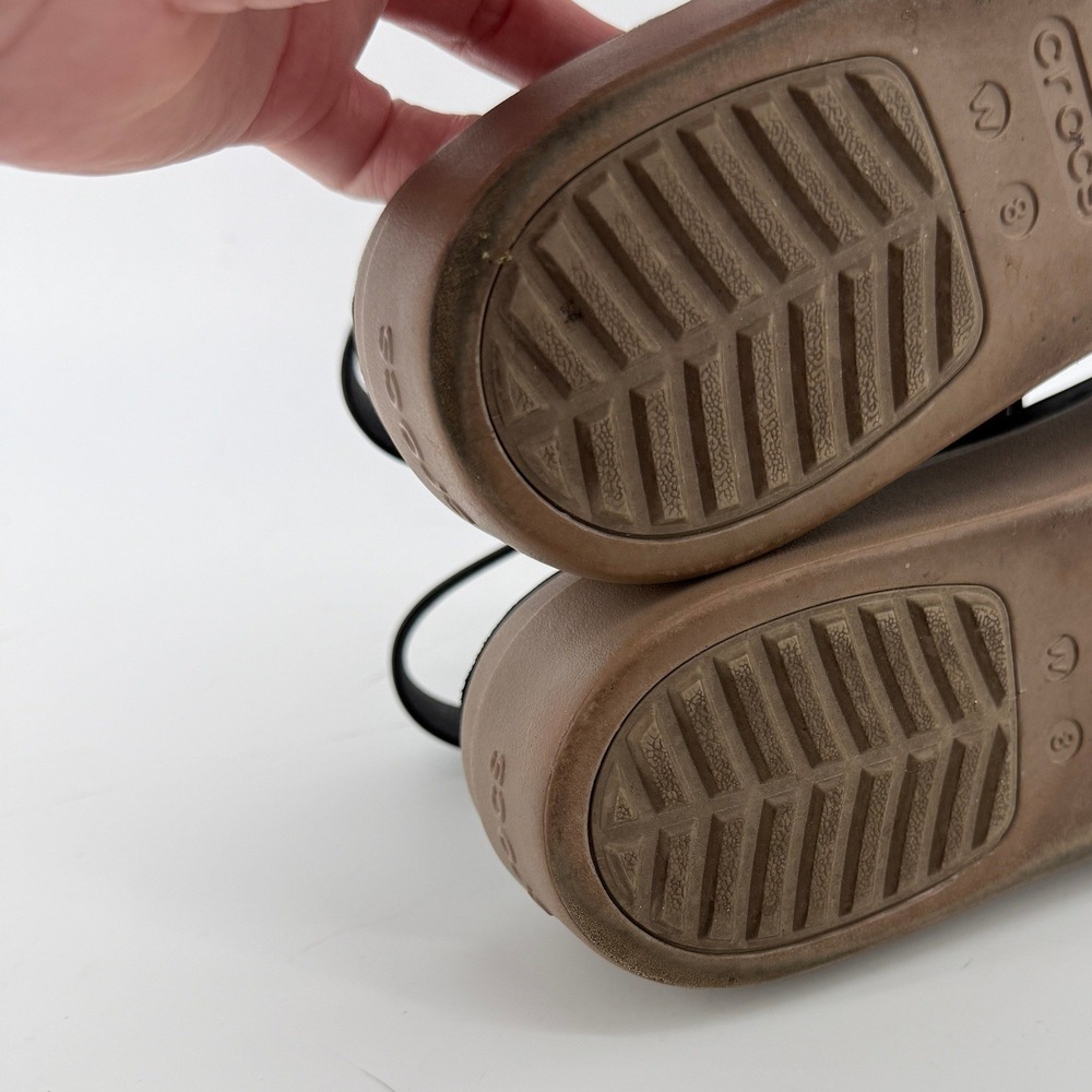 Crocs Brooklyn Low Wedge Sandal Black/Mushroom Women 8 Strappy Comfy Platform - Picture 9 of 11